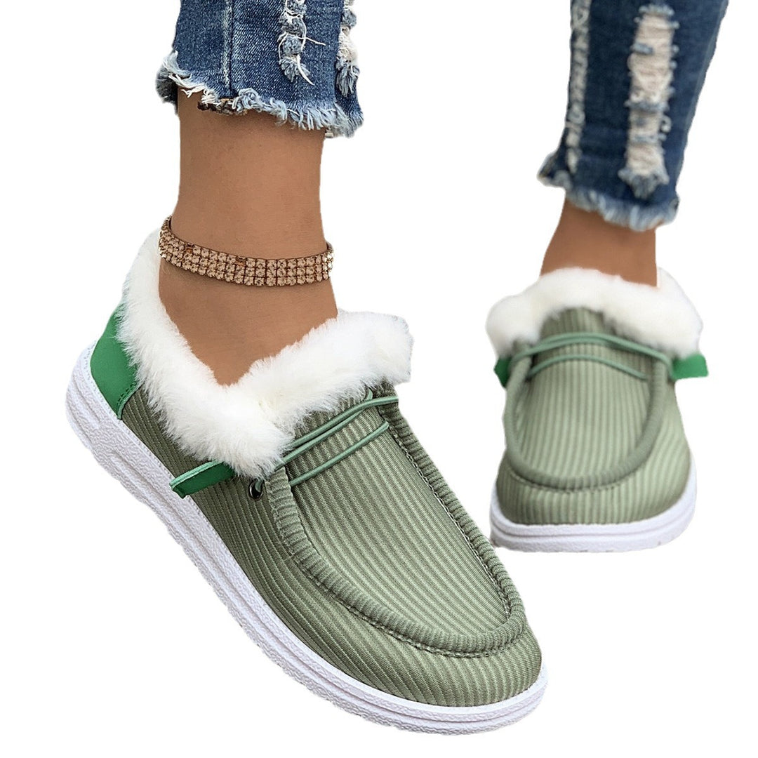 Damen Flauschige Slip-On Hausschuhe mit weichem Innenfutter EB