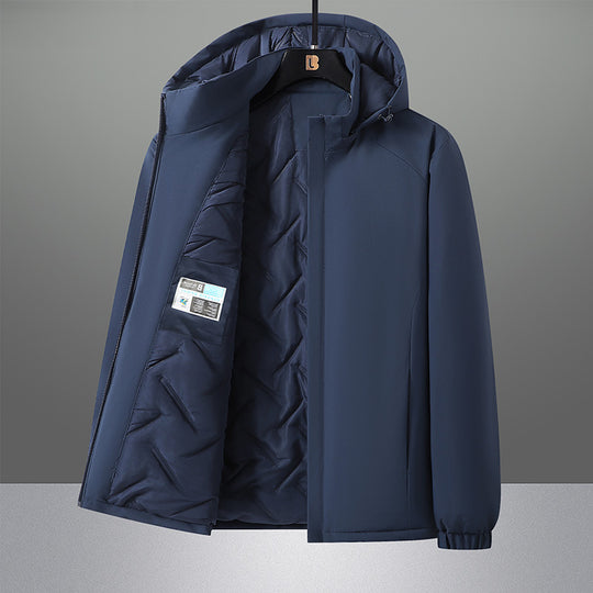 Herren wasserabweisender Urban-Softshell-Kapuzenblouson mit leicht wattierter Steppinnenlage, verdecktem Reißverschluss und elastischen Bündchen EB