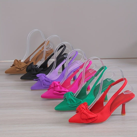Damen elegante Slingback-Pumps mit dekorativem Schleifen-Detail EB