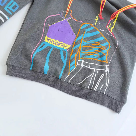 Damen trendiger Sweatshirt mit grafischen Designs EB