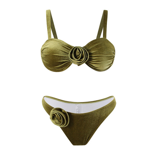 Damen Triangel-Bikini mit verstellbaren Trägern und floralem Detail EB