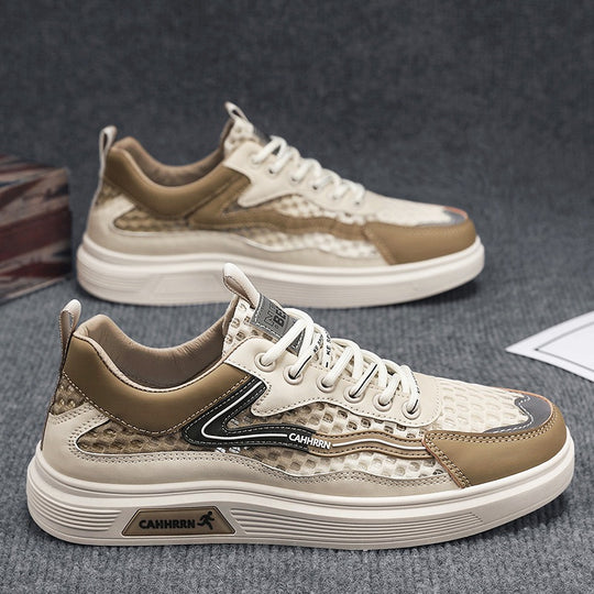 Herren atmungsaktive Wabenmesh-Street-Sneaker mit PU-Overlays, verstärkter Zehenkappe und profiliertem Gummirand EB