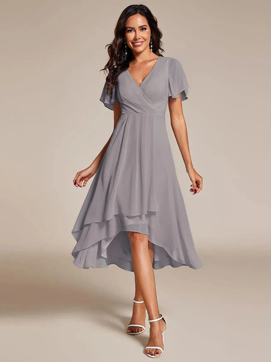 Damen Elegantes Wickelkleid mit asymmetrischem Saum EB