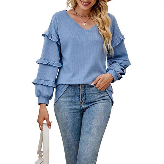 Damen modisches Sweatshirt mit Rüschendetails EB