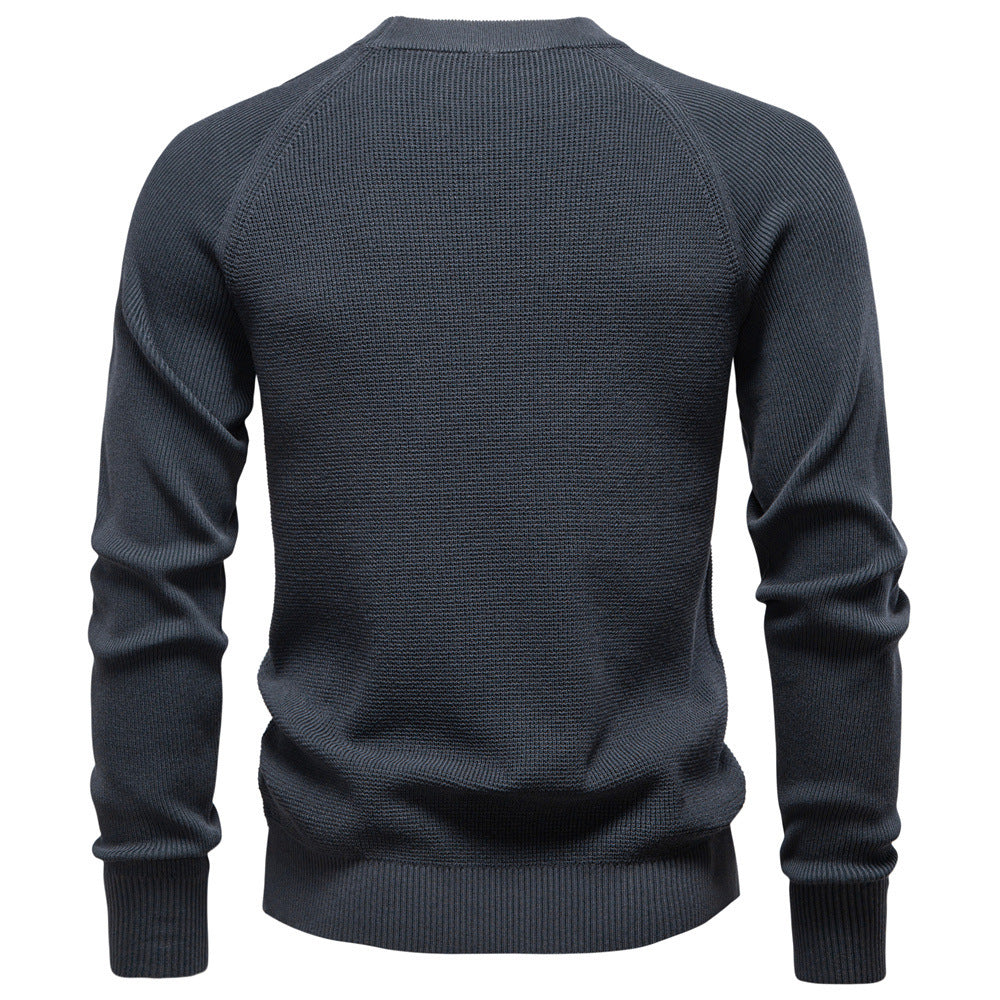 Herren nan mitteldicker Struktur-Strickpullover mit Raglanärmeln und Rippenbündchen EB