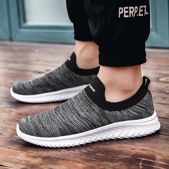Damen Bequeme Slip-On Freizeitschuhe mit elastischem Strickoberteil EB