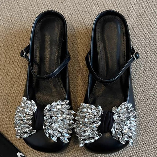 Damen elegante Slingback-Pantoletten mit funkelnden Strassdetails EB