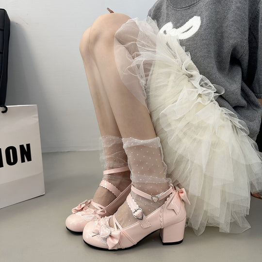 Damen Vintage Ballerinas mit Herz-Details EB