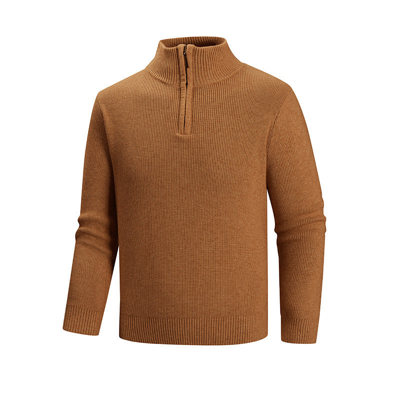 Herren modischer Strickpullover mit halbem Reißverschluss und strukturiertem Muster EB