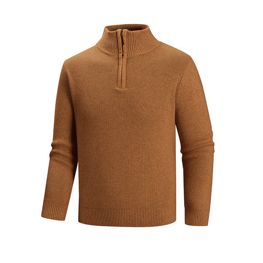 Herren modischer Strickpullover mit halbem Reißverschluss und strukturiertem Muster EB