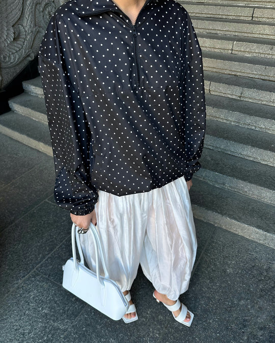 Damen Lässige Polka Dots Übergangsjacke mit Reißverschluss EB