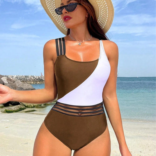 Damen Sportlicher Einteiler Badeanzug mit innovativem Schnitt EB