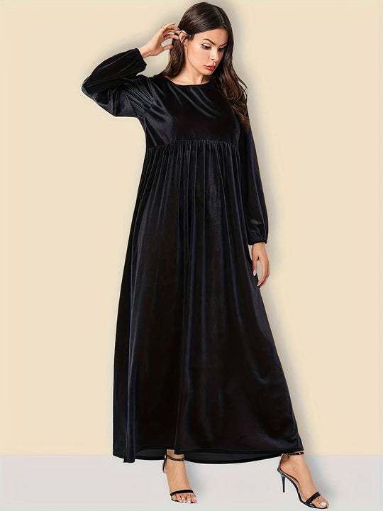 Damen Elegantes Maxikleid aus samtigem Stoff mit weitem Schnitt EB