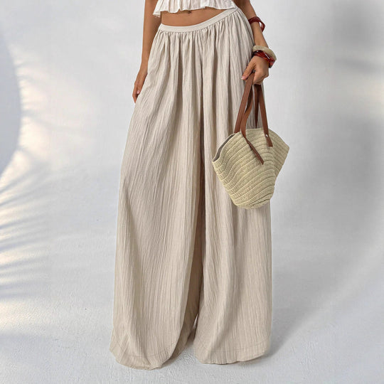 Damen Weite plissierte Sommerhose EB