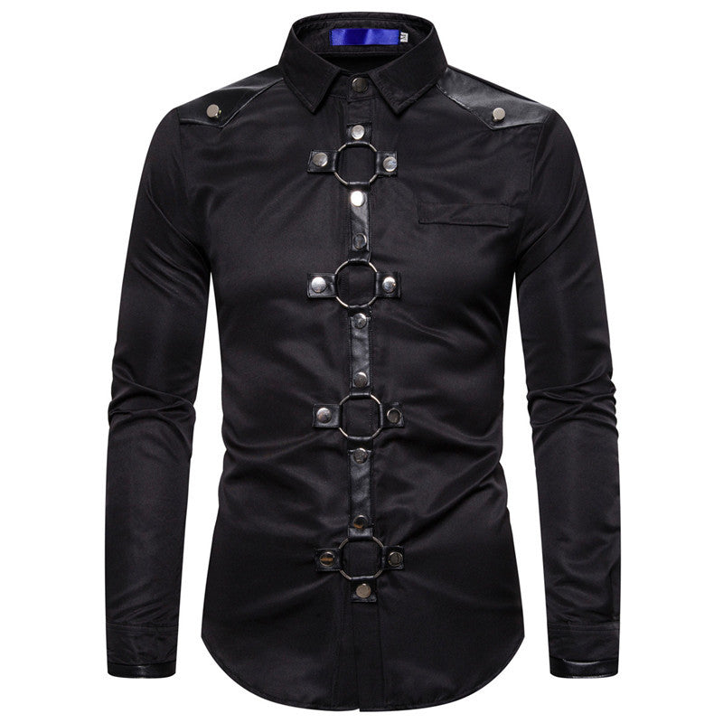 Herren modernes Langarmhemd mit stylischem Ring-Detail EB
