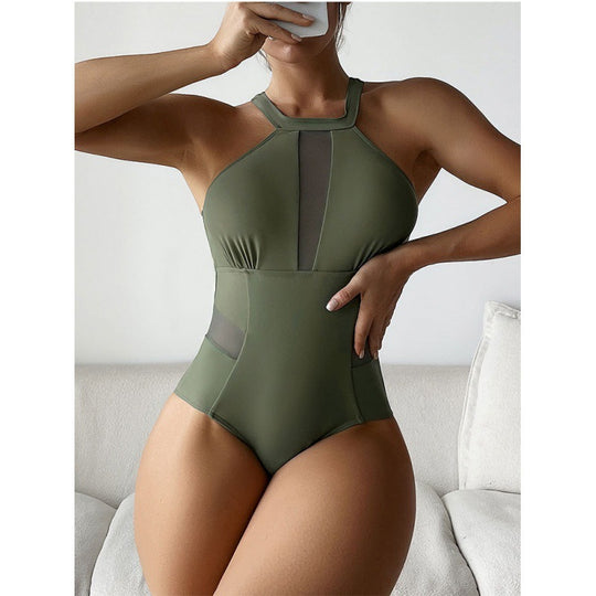 Damen Einteiler Badeanzug mit stylischem Mesh-Detail EB