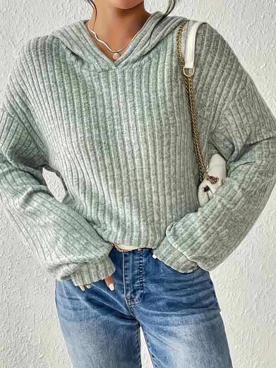 Damen Kapuzenpullover mit Rippstruktur EB