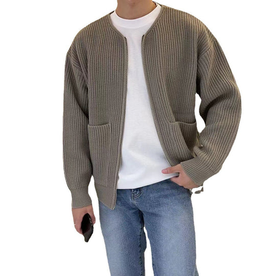 EB | Strickjacke Lockere Passform Rippstrick Offene Vorderseite Weiches Wollgefühl