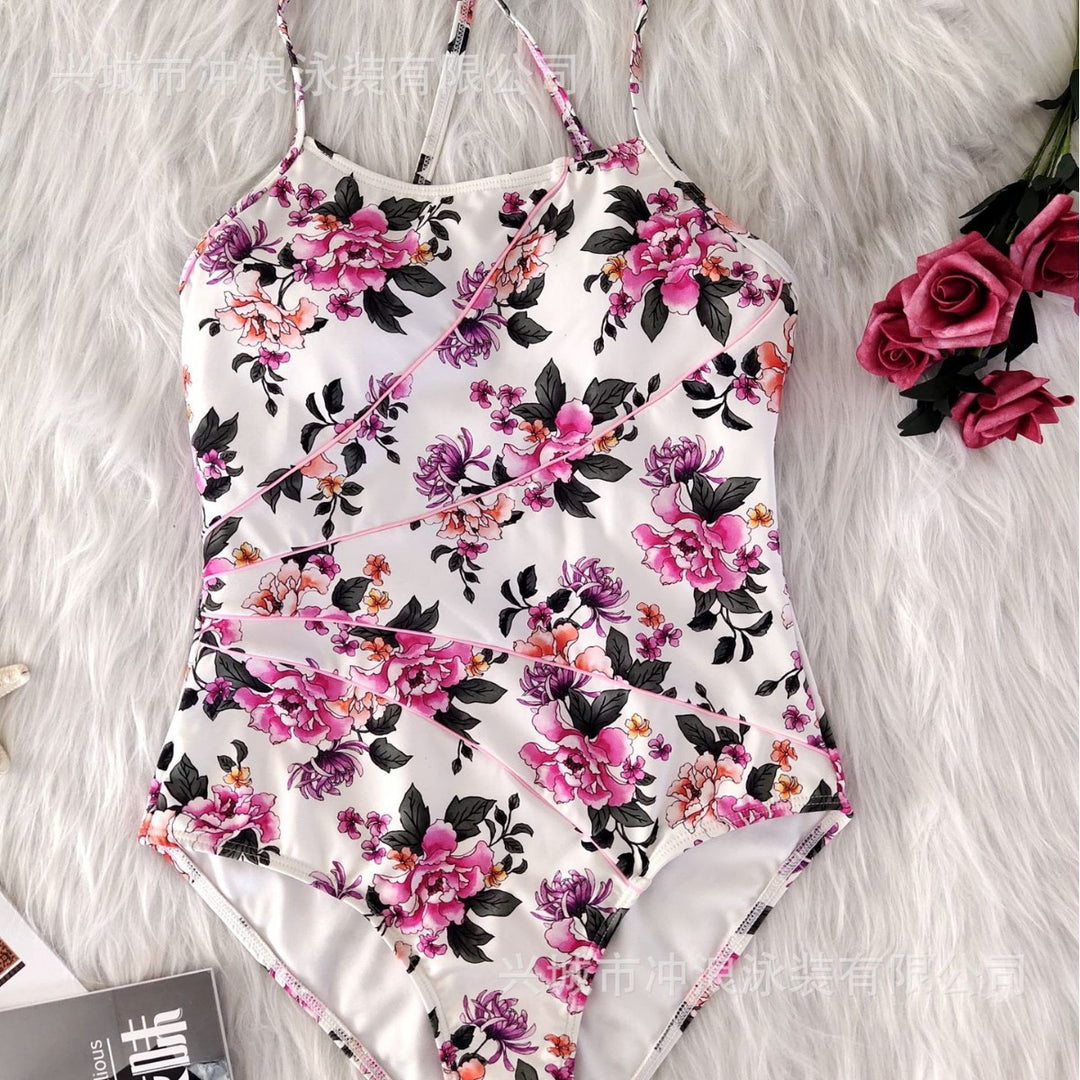 Damen Floraler Sportbadeanzug mit rückenfreier Silhouette EB