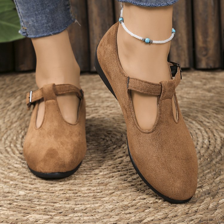 Damen Komfort-Keilabsatz-Ballerina aus Veloursleder EB