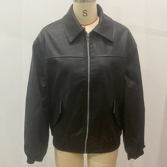 Damen lässige jacke mit elastischem Saum und praktischen Taschen EB