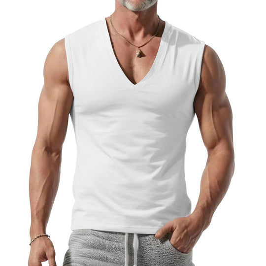 Herren nan figurbetontes ärmelloses V-Ausschnitt Muskelshirt EB