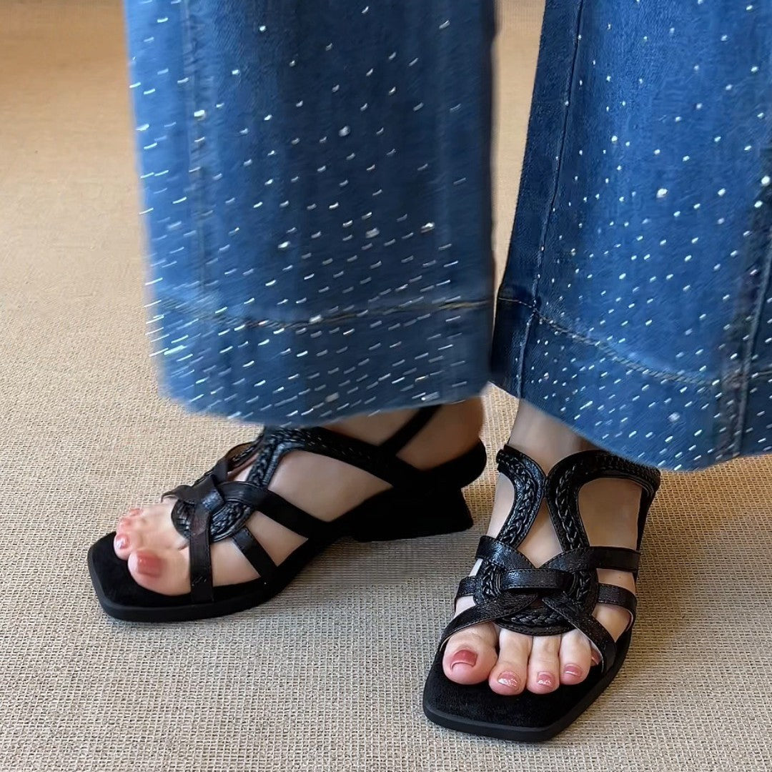 Damen Komfortable Slingback-Sandalen mit geflochtenem Riemendesign EB