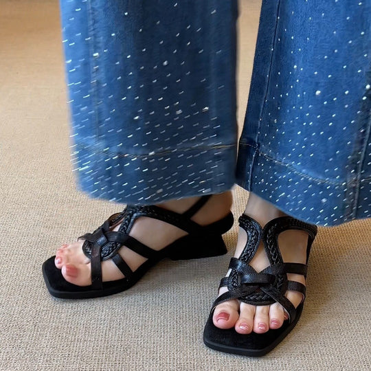 Damen Komfortable Slingback-Sandalen mit geflochtenem Riemendesign EB