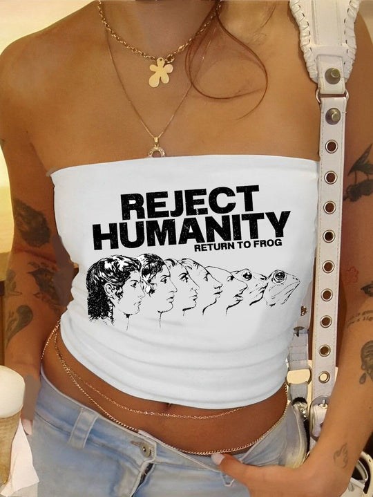 Damen Bandeau-Oberteil mit kreativem Grafikdruck EB
