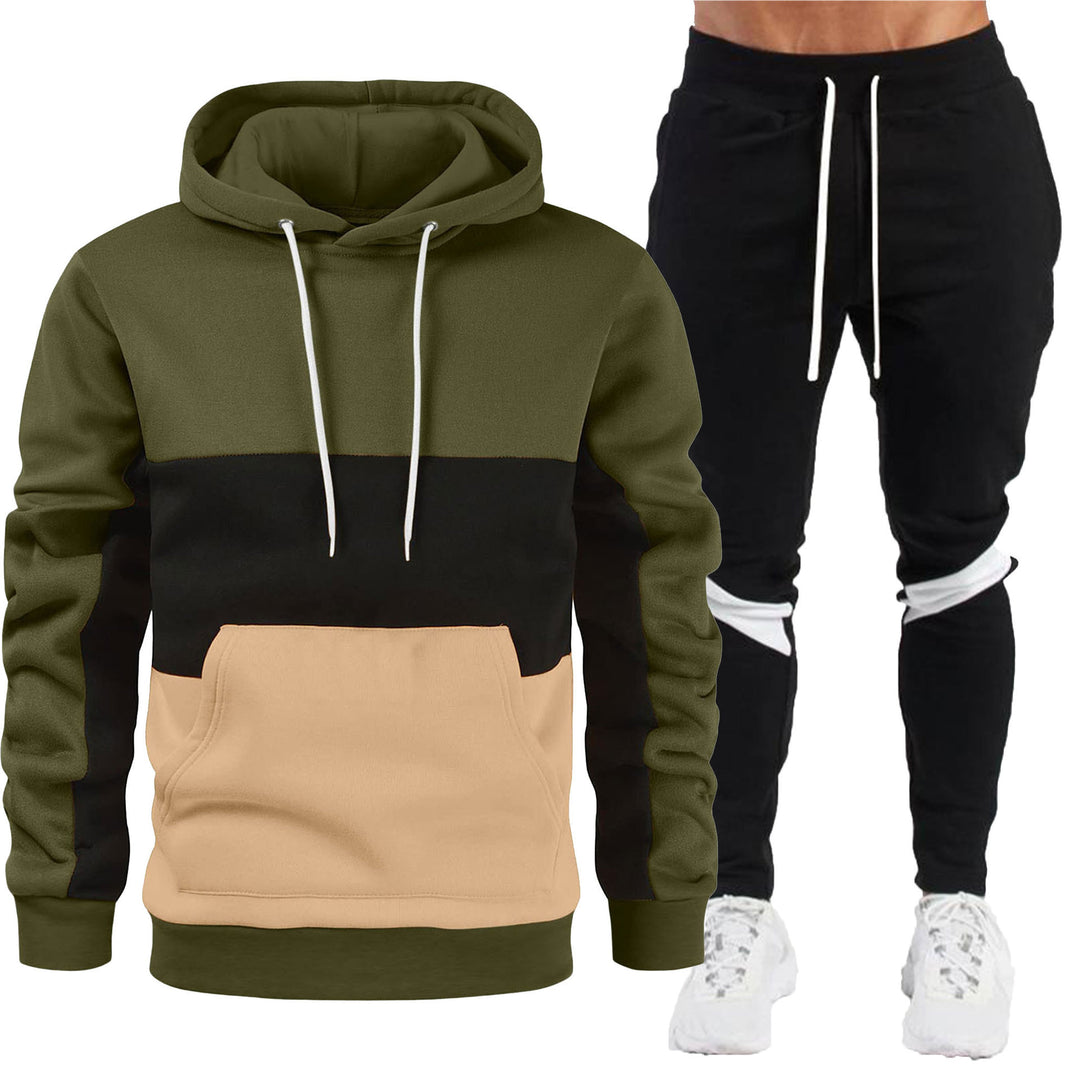 Herren nan sportives Hoodie- und Jogginghose-Set mit Kontrastblenden, Kängurutasche, elastischem Bund und schmal zulaufendem Bein EB
