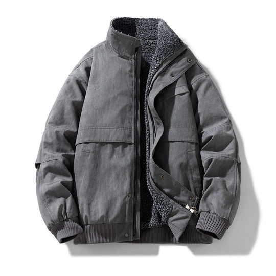 Herren gefütterte Winterjacke mit Teddyfutter, winddichter Außenhülle und bomber-inspirierter Passform EB
