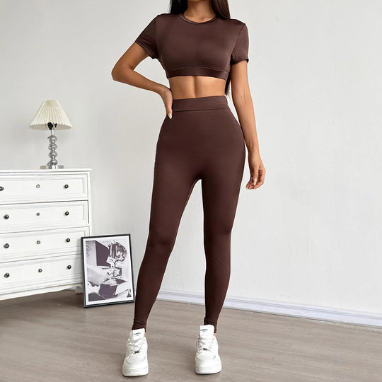Damen Set aus cropped Oberteil und figurbetonten Leggings EB