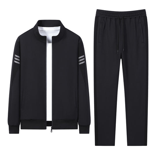 Herren lässiges Trainingsset mit Reißverschluss-Bomber, Rundhals-Sweatshirt und elastischer Jogginghose EB