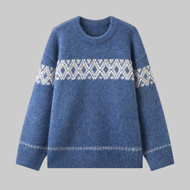 Damen nan Norwegerpullover aus Wollmix mit Rundhalsausschnitt und traditionellem Fair-Isle-Yoke EB