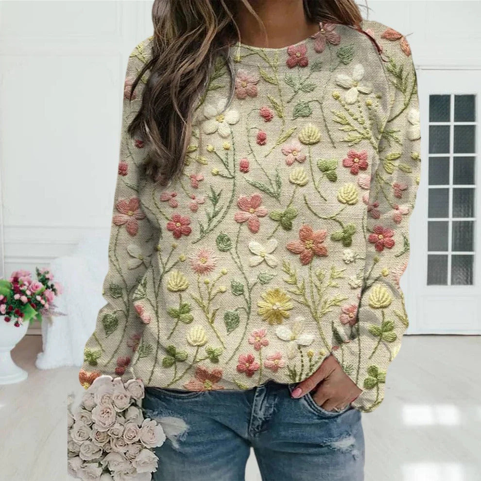 Damen Strickpullover mit kreativem Muster und lässigem Schnitt EB
