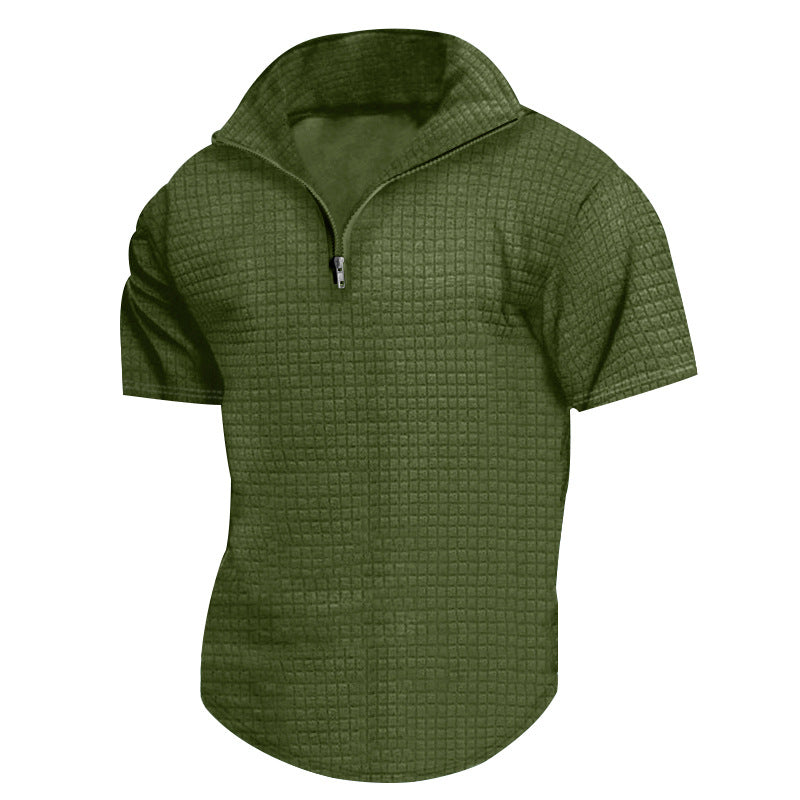 Herren konvertible Kurzarmjacke mit Reißverschluss und strukturiertem Design EB