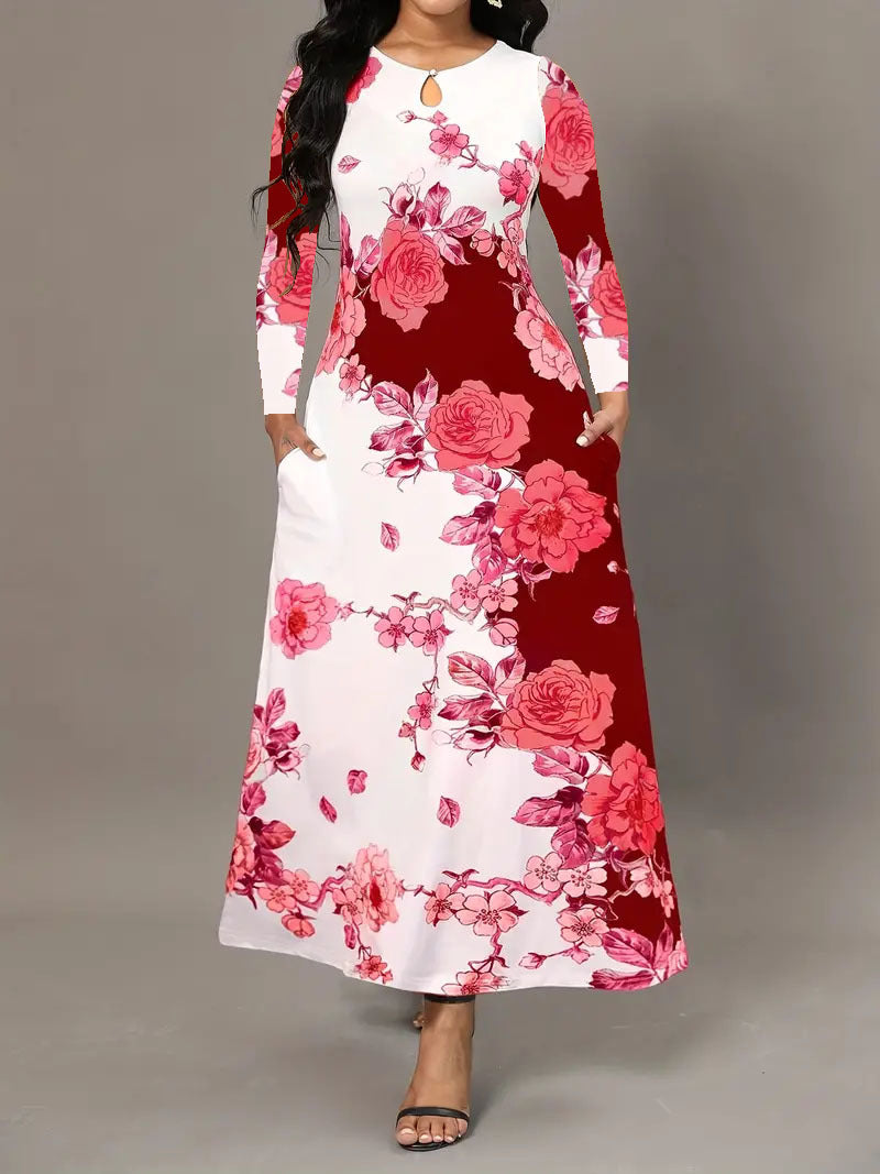 Damen Maxikleid mit floralen Mustern EB
