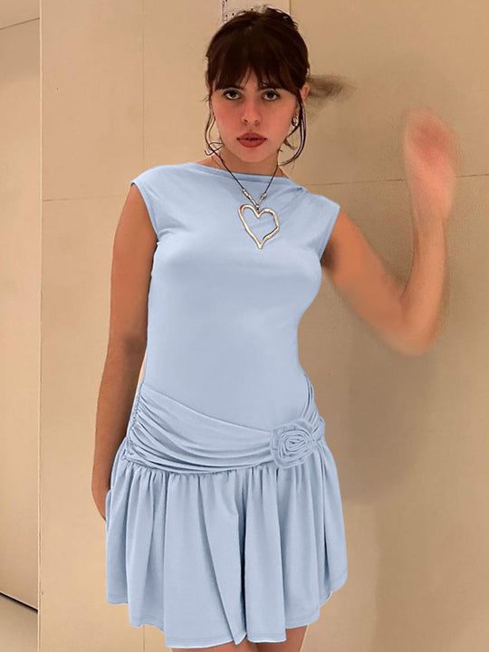 Damen Kurzarmkleid mit asymmetrischem Schnitt EB