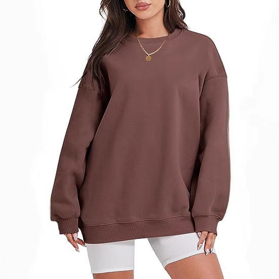 Damen nan extraweites Oversize-Sweatshirt mit überschnittener Schulter und angerautem Innenfutter EB