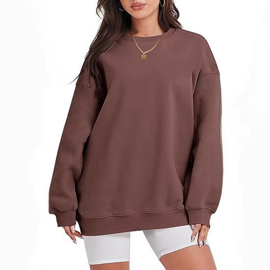 Damen nan extraweites Oversize-Sweatshirt mit überschnittener Schulter und angerautem Innenfutter EB