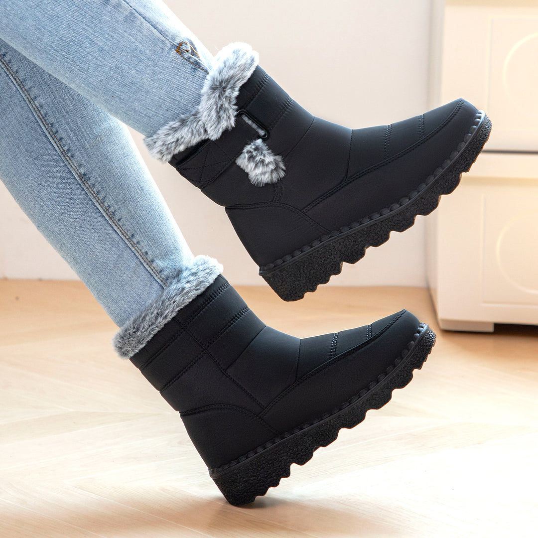 Damen Warmgefütterte Winterstiefel mit rutschfester Sohle und verstellbarem Riemen EB