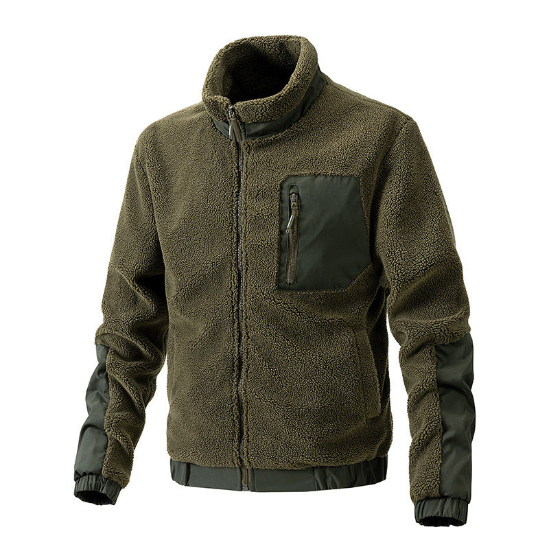 Herren Fleecejacke mit hochgeschlossenem Kragen und seitlichen Reißverschlusstaschen EB