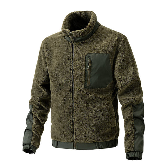 Herren Fleecejacke mit hochgeschlossenem Kragen und seitlichen Reißverschlusstaschen EB