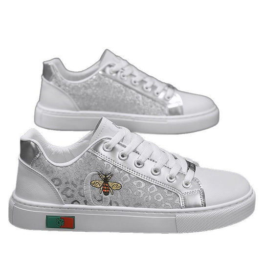 Damen Sneaker mit hochwertigem, verziertem Obermaterial und seitlichem Bienenmotiv EB