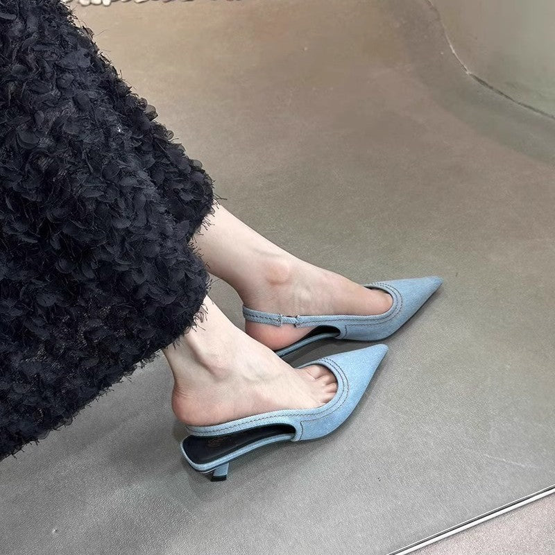 Damen Slingback Pumps aus hochwertigem Denim EB