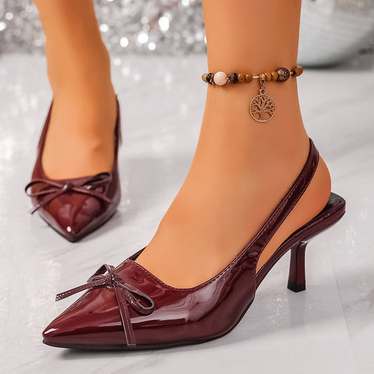 Damen Slingback-Pumps mit elegantem Schleifenakzent und komfortablem Absatz EB