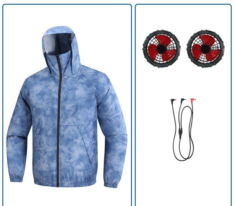 Herren nan leichte winddichte Sommerjacke mit abnehmbaren USB-Lüftern und atmungsaktivem Funktionsmaterial R&B