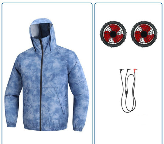 Herren nan leichte winddichte Sommerjacke mit abnehmbaren USB-Lüftern und atmungsaktivem Funktionsmaterial R&B