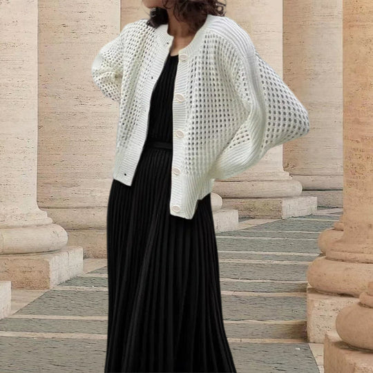 Damen Grobstrickjacke mit durchbrochenem Design und lässigem Schnitt EB