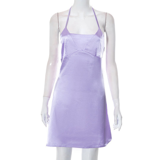 Damen Abendkleid mit schicker Halterträger-Design und seidigem Finish EB